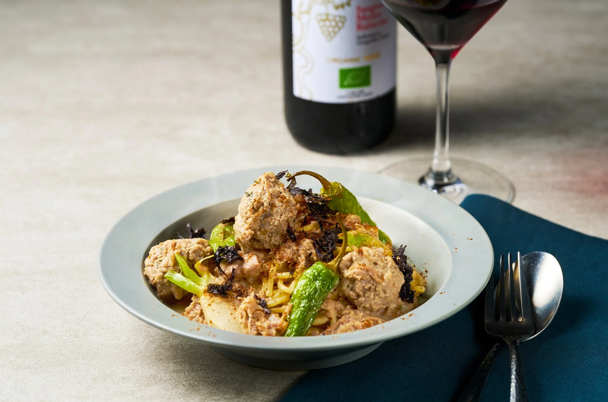 京鴨と菊芋のパスタ